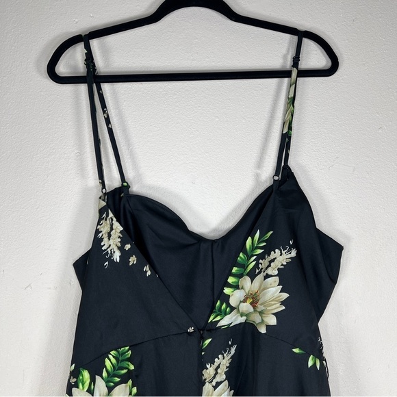 NEW 1X THREAD STORY BLACK FLORAL SATIN JUMPSUIT WIDE LEG  EVENT PARTY - Picture 8 of 16